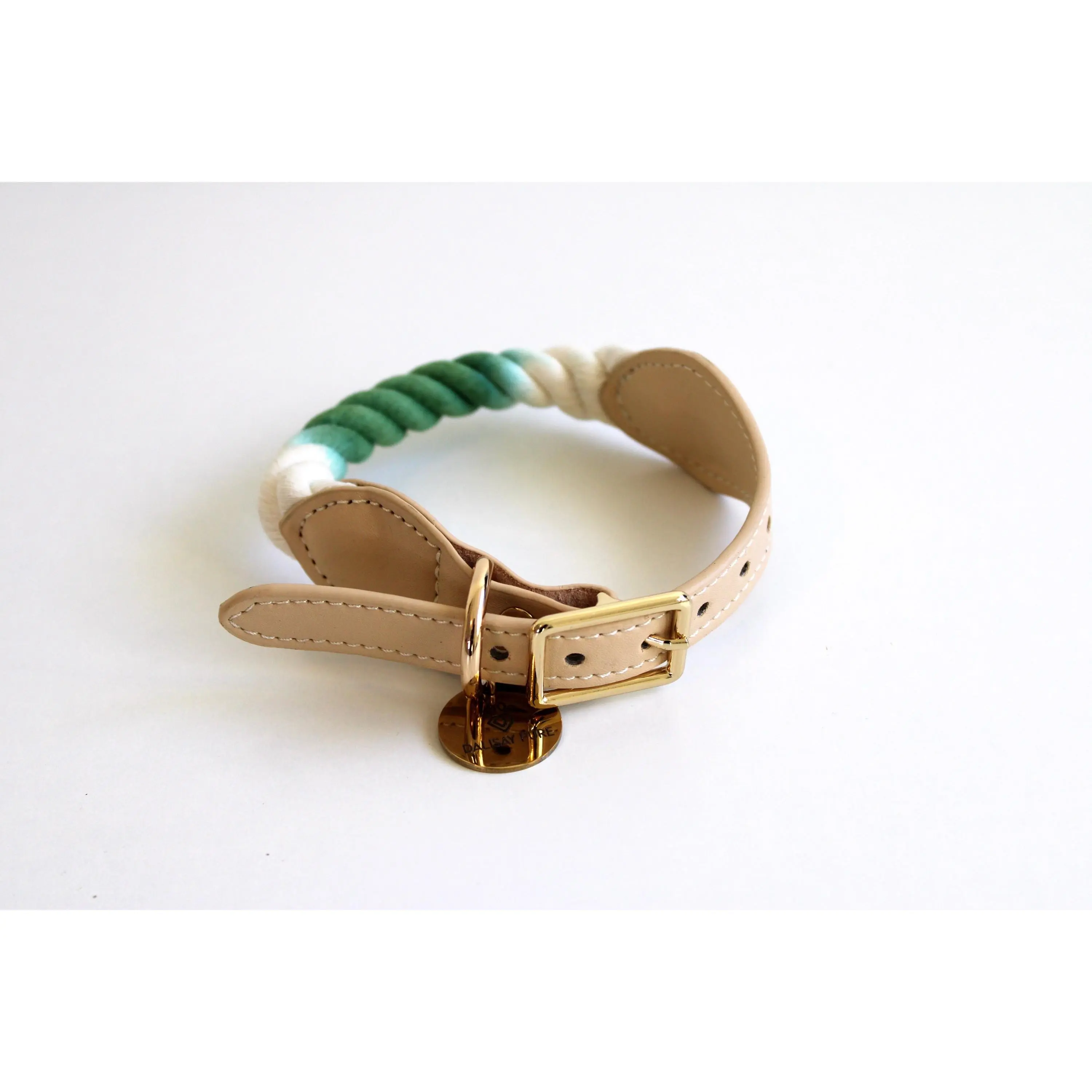 "Classic Teal" Beyond Par Cotton Rope Buckle Dog Collar