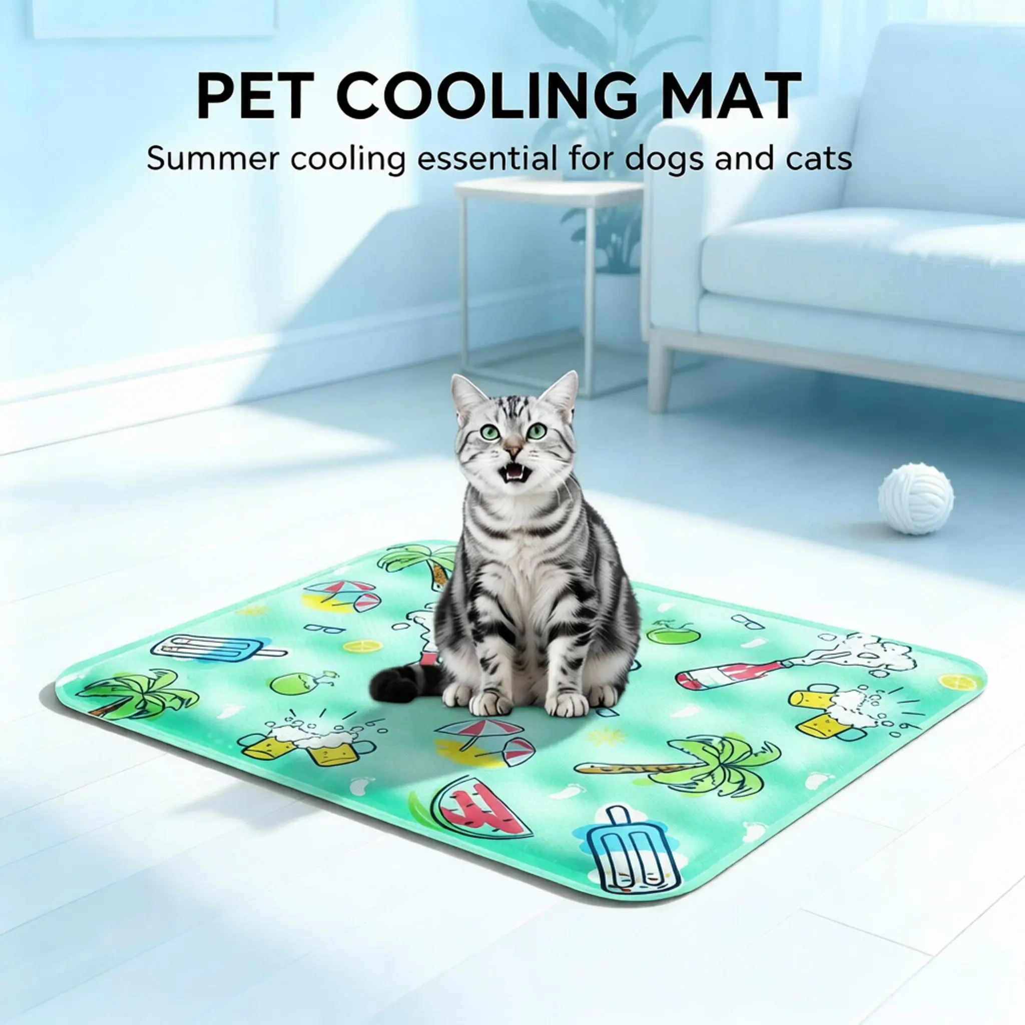 Water Filled Pet Cooling Mat, Cool Pet Pad, Reusable Thick Anti Scratch Cool Pad with Large Water Filling Port, Summer Physical Cooling Bed for Dogs Cats, Indoor Home Use Sofa Car Indoor Outdoor Mat