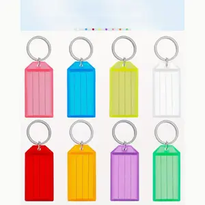 Key Tag, 2-Inch Plastic Key Chain Tag with Regular Blank Paper Label, Clear Cover and Opening Loop, Sturdy Item Identifier, 40-Piece 8 Colors