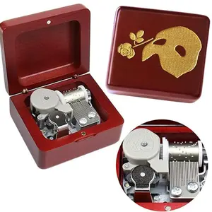 Sinzyo Masquerad Music Box Vintage Musical Boxs Gift For Birthday Valentine's Day Christmas Day(Wine Red Box)