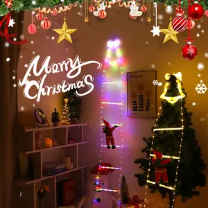 Santa Climbing Ladder Christmas Light, 10.5ft Decorative Staircase Lamp, Indoor Outdoor Holiday Decoration for Windows Garden Home Walls Tree
