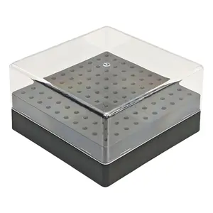 Practical 100-Hole Nail Drill Bit Organizer Box, Plastic Storage Case with Transparent Cover for Manicure Tools