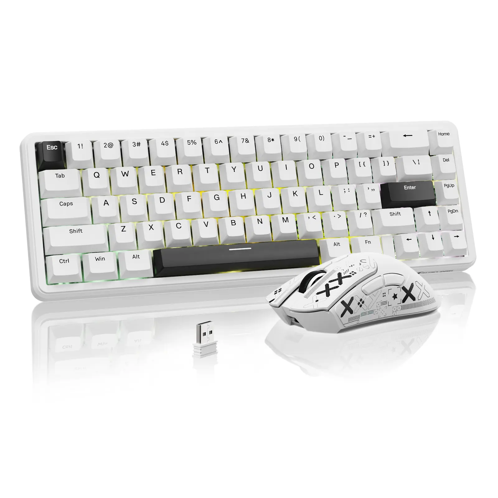 ATTACK SHARK X65 HE Wired Rapid Trigger Magnetic Switch 65% Mechanical Gaming Keyboard and R1 Mouse Combo,8KHZ Polling Rate,2.4Ghz Wireless/USB C/BT Lightweight Mice,18K DPI for Esport Gamer