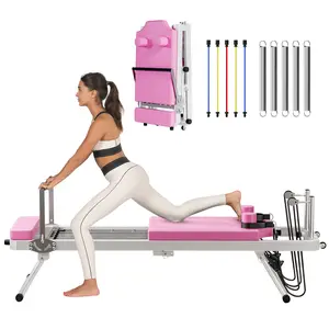 Pilates Reformer Machine - Full Body Home Gym with Resistance Bands, Adjustable for Core Strength & Flexibility Training (Max 150KG Load)