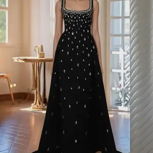 Sleeveless beaded diamond gown