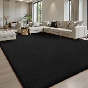 FAMVAL Large Size Plush Rugs Big Fluffy Area Rug Non-slip Soft Shaggy Ultra-comfortable Carpet Mats for Livingroom Bedroom Nursery Home Decor Black Christmas gifts