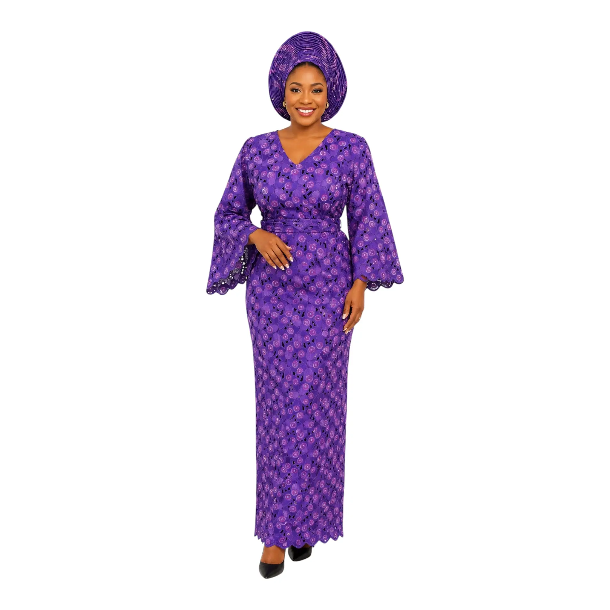 CRZ Lace and Ankara Outfits With Back Zipper