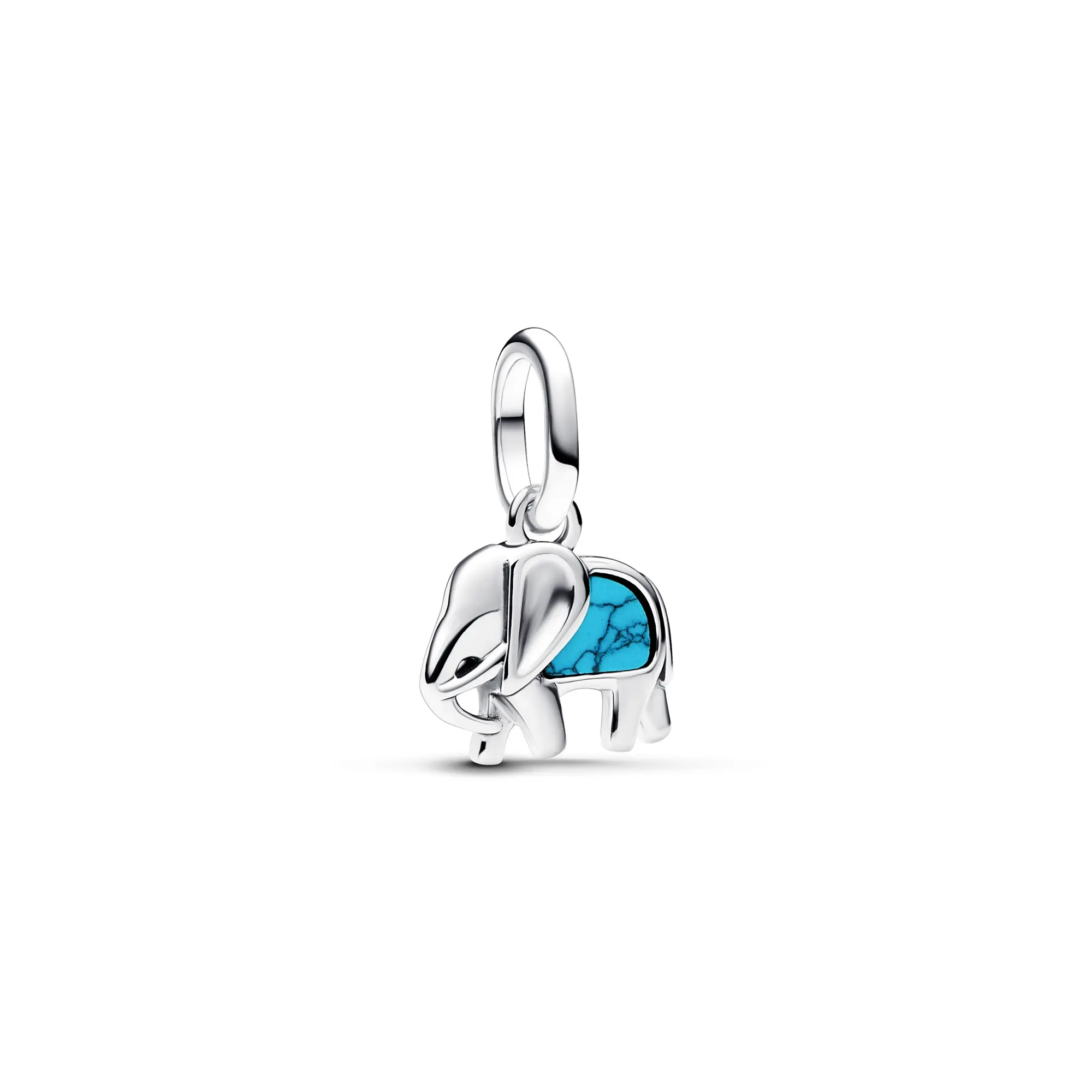 PANDORA Elephant Mini Dangle Charm with Imitation Turquoise, Symbolic Charm for Stability, Thoughtful Gift Idea