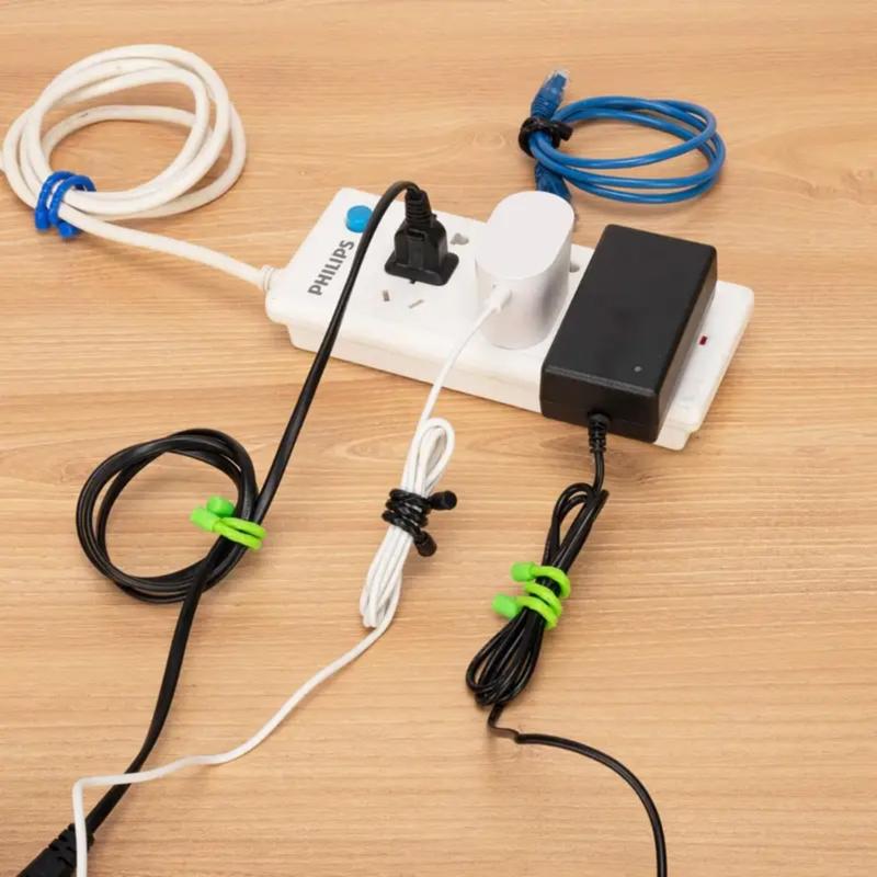 9 Pieces of Reusable Silicone Zip Ties, Available in 3 Sizes (4 Inches, 6 Inches, 12 Inches), with A Bendable Steel Core Silicone Tape for Organizing and Bundling (diameter 4 Millimeters)