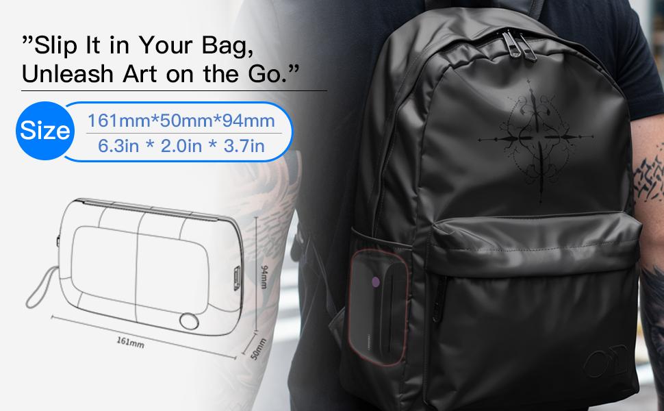 Wormhole Mini Tattoo Stencil Printer - Wireless Bluetooth with 1200mAh Battery Portable Thermal Copier Machine Compatible with Smartphones & PC Cordless Ink-Free Printing Clear Images