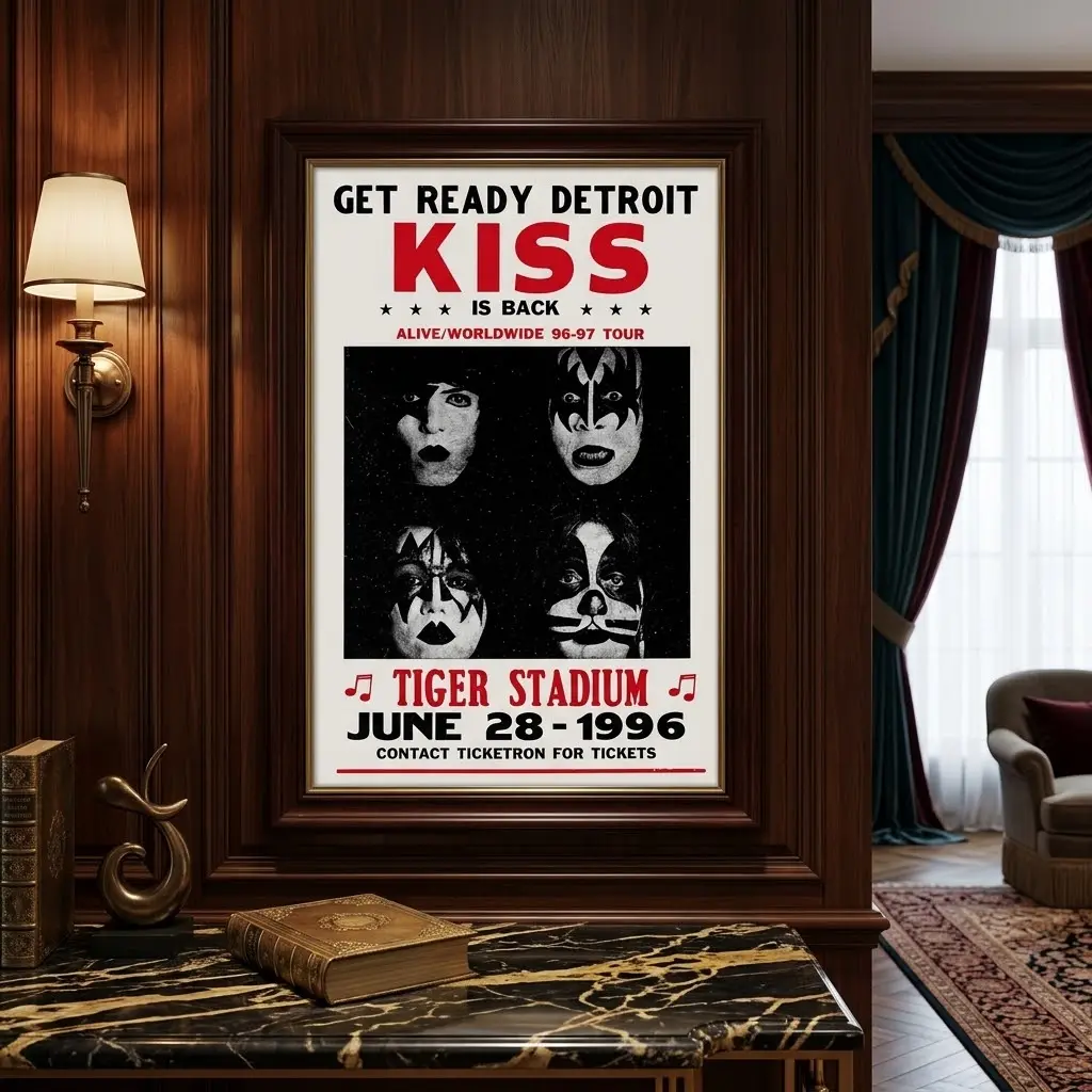Kiss Poster 1996 Detroit Tiger Stadium Poster Print, No Frame
