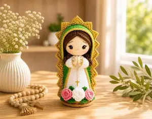 Our Lady of Guadalupe Doll, Handmade Crochet Catholic Decor, Amigurumi Religious Gift, Home Altar Ornament