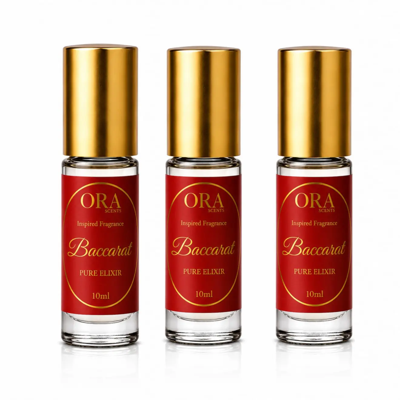 3 Pack BACCARAT ROLL-ON SCENT OIL - 10ml Alcohol-Free Long-Lasting Oil-Based Fragrance in Travel-Friendly Roller Bottle Concentrated Perfume Oil Concentrated Perfume Oil Concentrated Perfume Oil