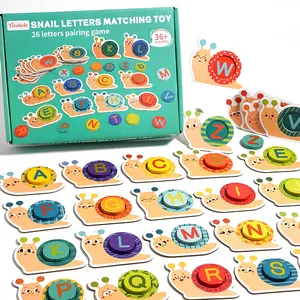 Colorful Wooden Alphabet Matching Game Set, Preschool Alphabet Tool, 26 Letter Cards & Snail Themed Learning Toys, Perfect Gift for Kids Early Education