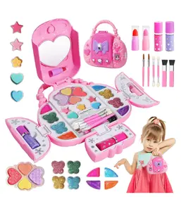 Kids Makeup Kit With Mirror - Real Washable Makeup Set for Girls 5-8, Princess Toys Cosmetic Set, Christmas & Birthday Gifts for 3-8 Year Old Girls