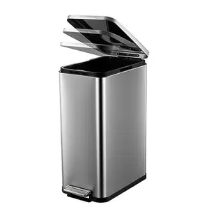 GARVEE 13 Gallon Tall Kitchen Trash Can - Hands-Free Stainless Steel, Slim Rectangular Design, Fingerprint-Resistant, Soft Close Lid, Perfect for Kitchen, Office, and Bathroom Use.