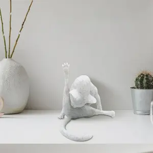 Yoga Cat Figurine, Geometric Cat Statue, Resin Cat Desk Decor, Home Office Ornament Gift