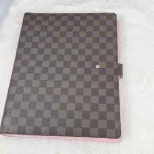 Durable PU Leather 3-Ring Checkered Binder - 1 in, with 8.5x11 in Loose Leaf Note Paper for Students, Professionals (Education Device Accessory)
