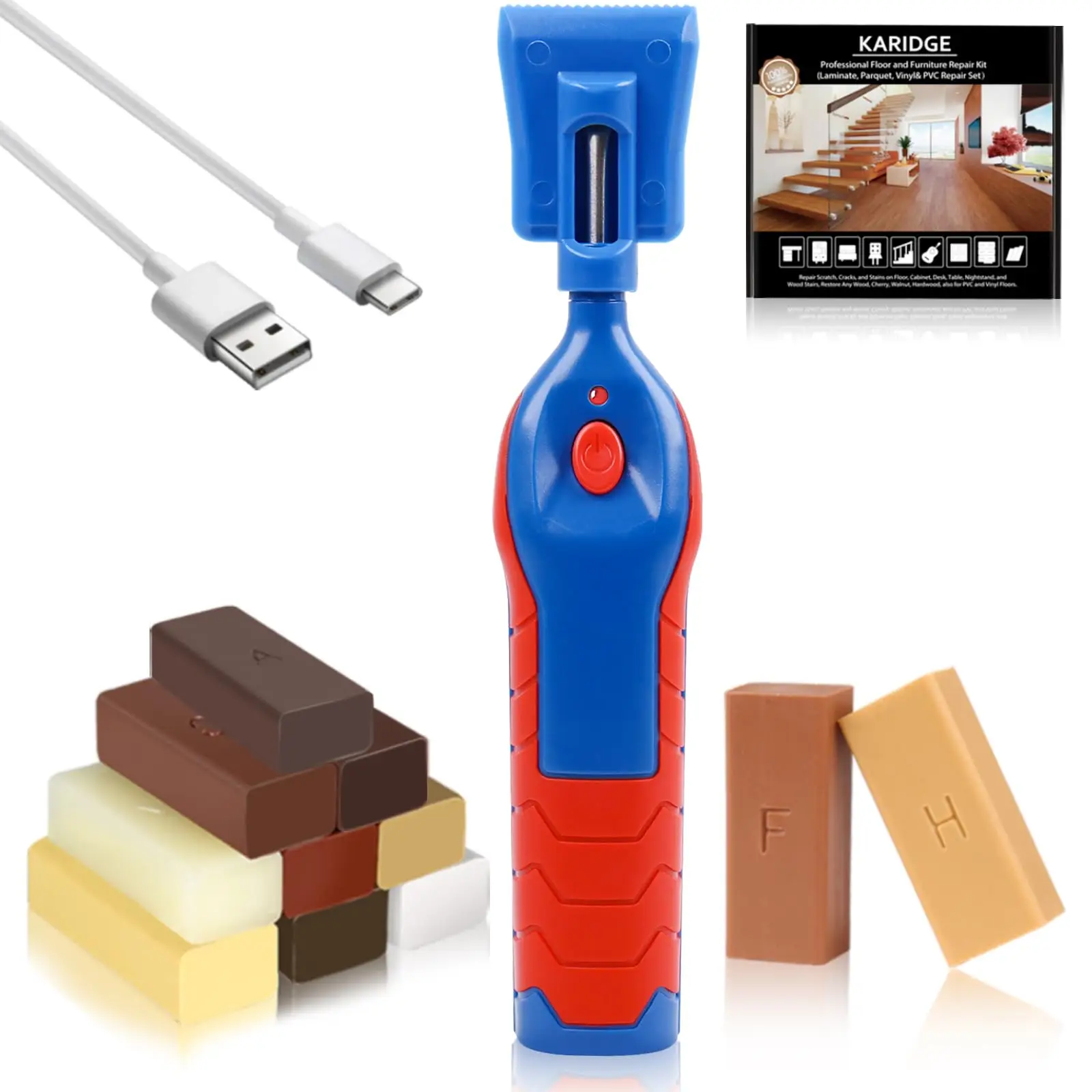 Laminate Floor Filler Repair Kit- Hardwood Floor Vinyl Lvp with Upgraded Heat Pen Wax Set Cover Scratches, Stains, Cracks, Holes for Floor Heavy Duty