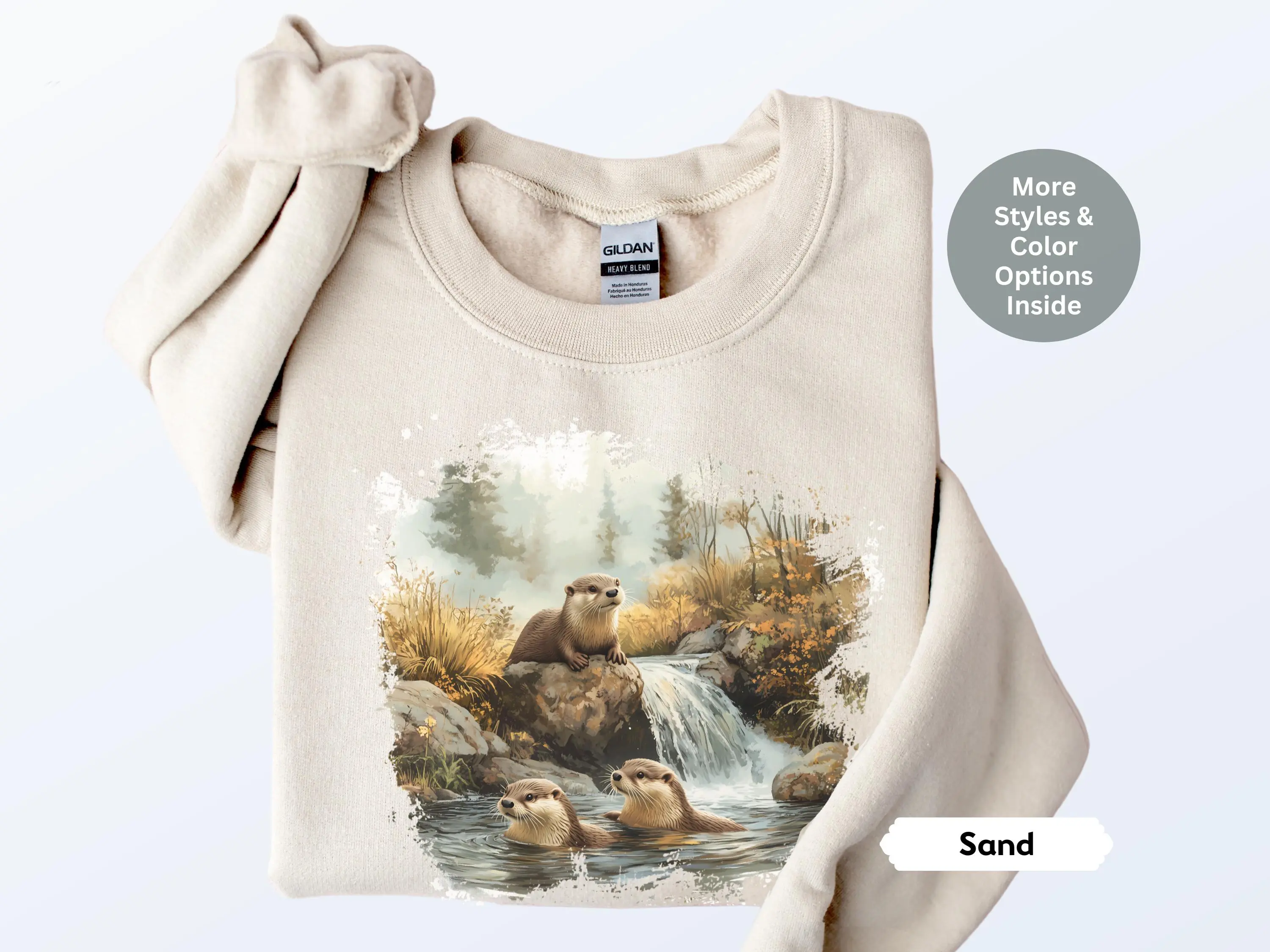 Retro Otter Wildlife Scene Sweatshirt Nineties Vintage Nature Hoodie Gift For Nature Lovers Boho 90s Nostalgia Unisex Crewneck Sweatshirt  T-shirt, sweater and Hoodie