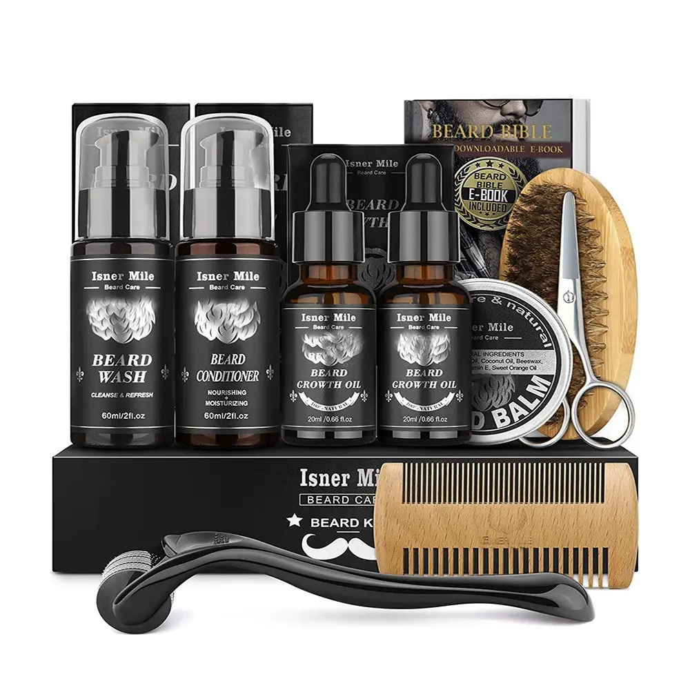 Men's Grooming Kit 9-Piece Set, Beard Care Kit, Beard Routine Kit, Includes Shampoo & Care Oil, Perfect for Daily Use, Ideal Father's Day Gift, Enhances Manly Charm