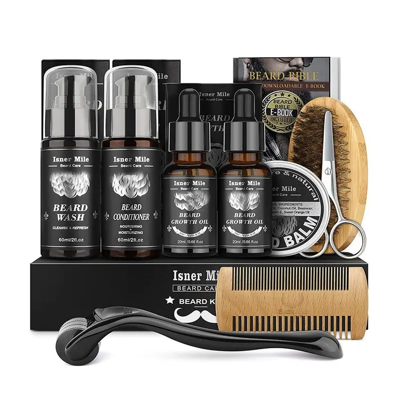 Men's Grooming Kit 9-Piece Set, Beard Care Kit, Beard Routine Kit, Includes Shampoo & Care Oil, Perfect for Daily Use, Ideal Father's Day Gift, Enhances Manly Charm