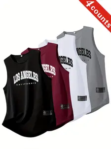 4-Pack Quick-Dry Men's Gym Tank Tops, Sleeveless Breathable Gym Clothes Sports Wear, Ideal for Running, Swimming, Fitness, All Seasons Comfort, Sleeveless Sports Vest