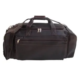 212 MAIN Large Chocolate Piel Duffel Bag - Handcrafted Natural Hide Travel Luggage, Unique Look, Zip Closure, Spacious Interior