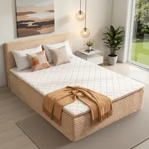 ALTRIGUS Modern Boneless Bed Set All-in-One Mattress in a Box, Floor Bed with Cloud Plush Corduroy, Medium Firm Memory Foam for Back Pain Relief, Motion Isolation & No Assembly