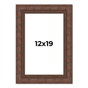 12x19 Brown Wide Bamboo Picture Frame - UV Acrylic, Foam Board Backing, Hanging Hardware