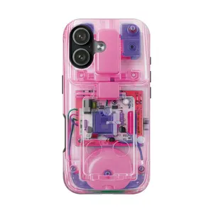 Pink Retro Telephone Magsafe Tough Phone Case – Y2K Transparent Tech Design Tough Case For Iphone 17 16 15 14 13 12 11