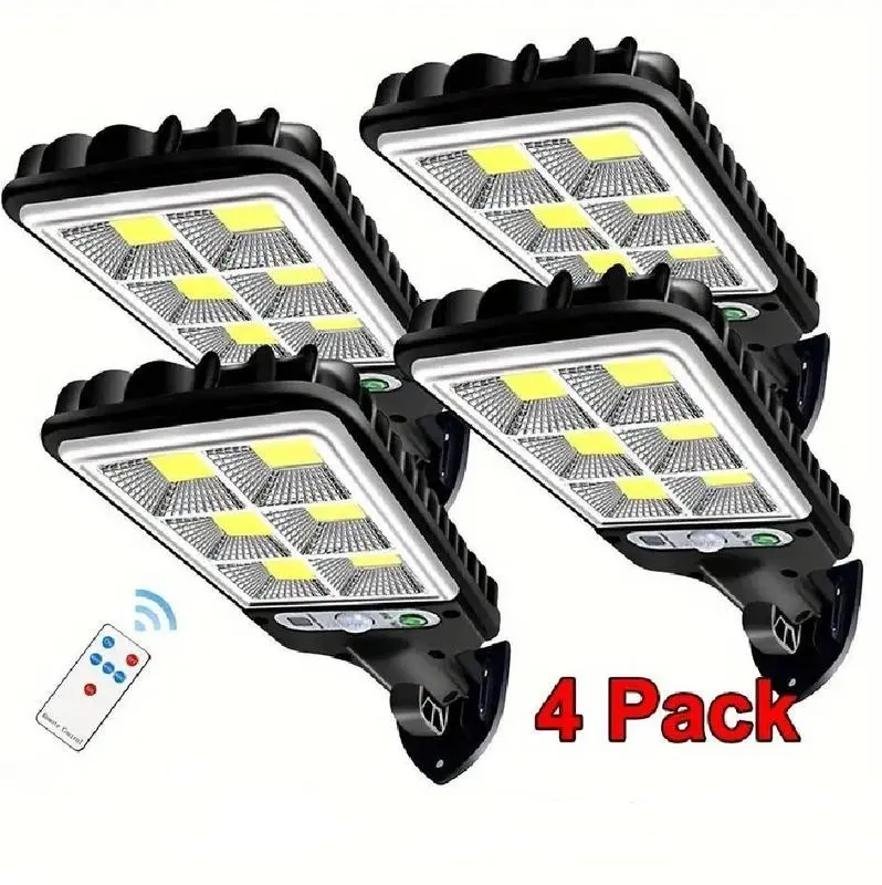 Solar Lights Outdoor 6000 Lumens 4-Pack 72COB LED Solar Powered Motion Sensor Wall Lamp IP65 Waterproof with Remote Control Durable Security Light for Garden Yard Porch