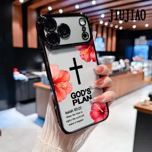 GOD'S PLAN.Isaiah 60:22 And lilies Pattern Soft silicone Phone Case for iPhone 17 Pro Max Air 16 Pro Max 15 Plus 14 13 12 11 All-inclusive lens Anti-drop Transparent Electroplated Protective Cover