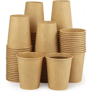Kraft 100 Pack Paper Cups - 8 Oz Hot Compostable Cups for Coffee, Water & More