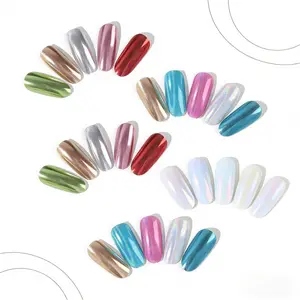 Chrome Nail Powder 16 Jars Kit, Magic White Pearl Metallic Mirror Effect, Holographic Pigment for Nail Art & Craft