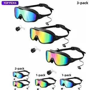 Fogproof and UV-protected Swimming Goggles, Leak-proof and Durable Swimming Glasses for Men, Women and Teens Wear Nose Clip and Earplugs