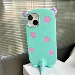 Cartoon 3d Wave Dot Bullhorn Monster Suitable For Iphone 12 13 14 15 Pro Max Phone Back Cover Protective Case Soft Case Protector Screen Protector