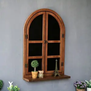 Fake Window Decoration American Country Retro Vintage Fake Window Blackboard Wall Hanging Storage Partition Rack Coffee Decoration Storage