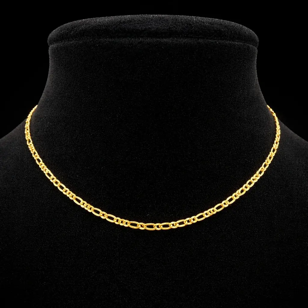 18K Italian Gold Fine Figaro Chain Necklace – 18”