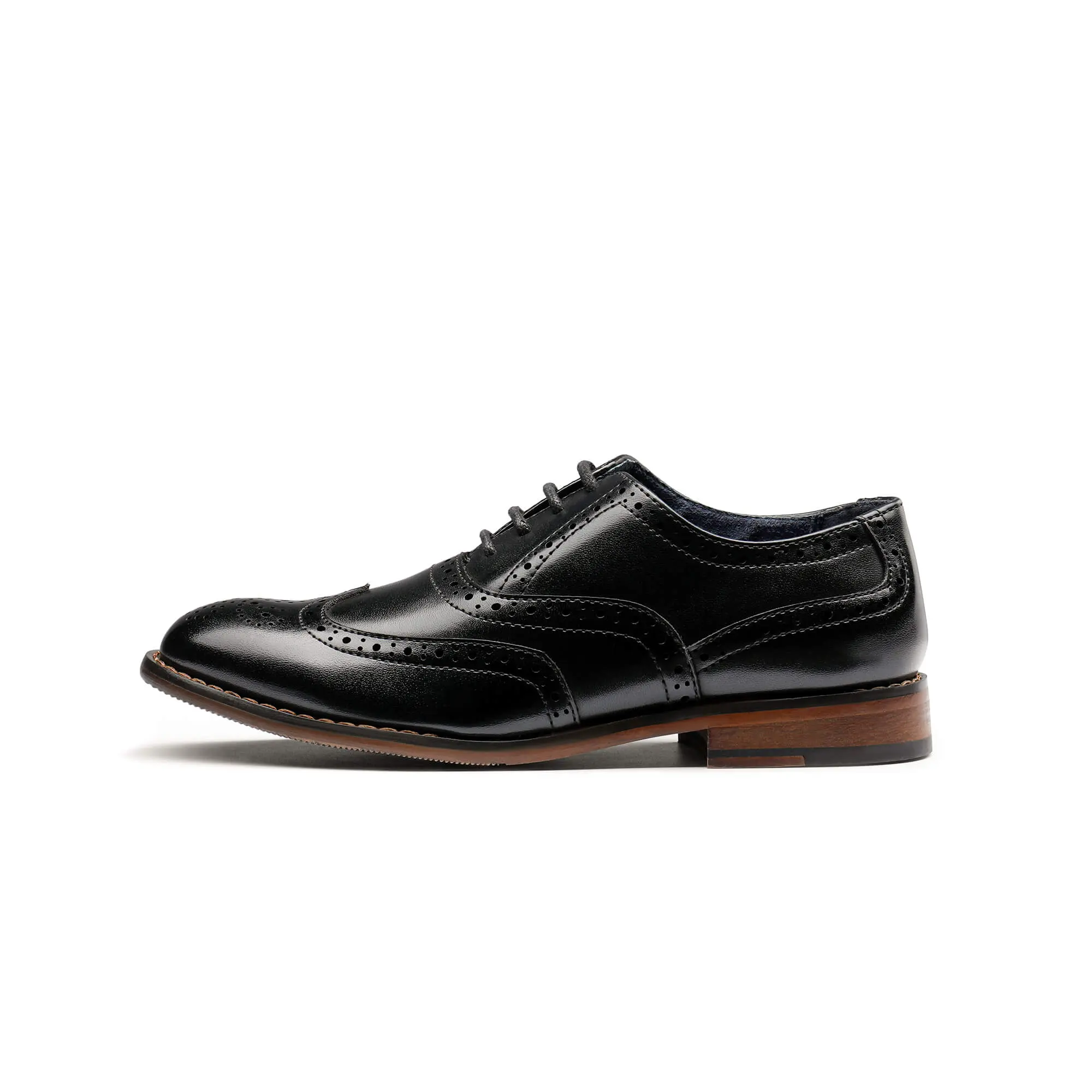 BRUNO MARC Boys' Formal Oxford Shoes, Moc Toe Lace-Up Dress Footwear, Lightweight & Flexible PVC Sole with Breathable Leather Lining, Wedding, Synthetic