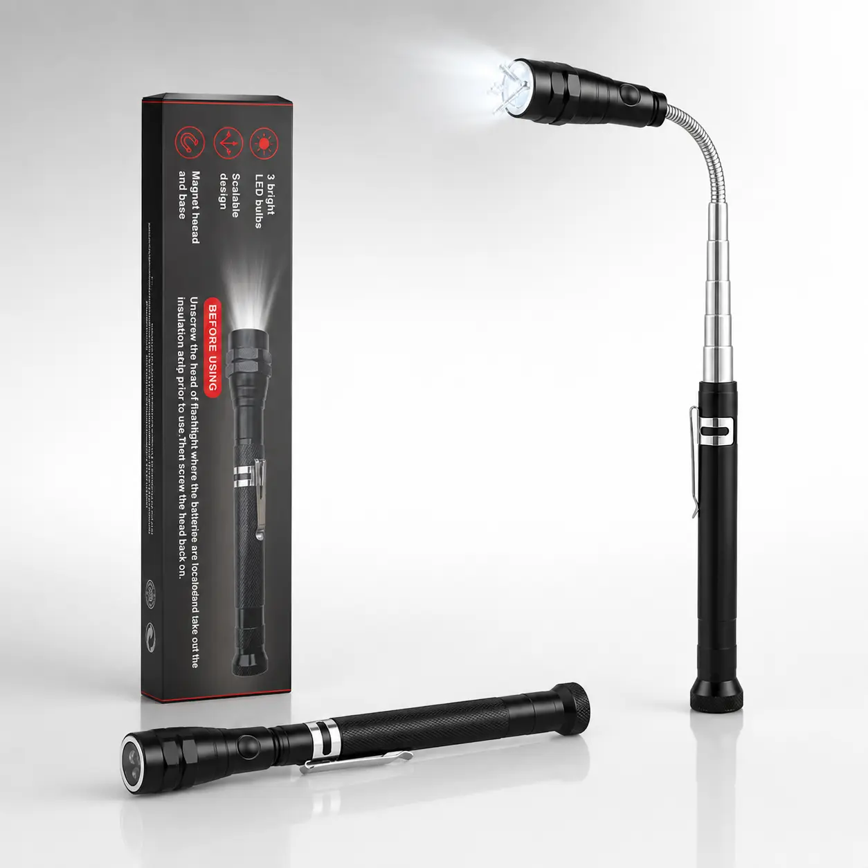 【DealsForYouDays】Extendable Magnetic Pickup Tools - Telescoping Magnet with LED Flashlight Gifts for Men, Fathers Day Mens Gifts from Daughter Son, Birthday Gifts for Men Dad Him