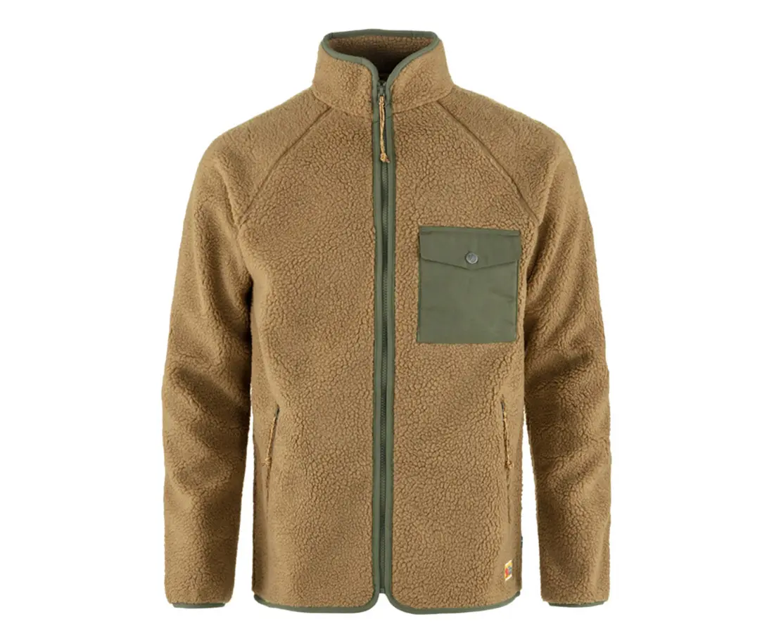 Fjallraven Vardag Pile Male Casual Long Sleeve Fleece Jacket, Modest Outerwear Tops for Men's Daily Clothes, No