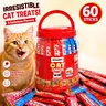 MEWNO Lickable Cat Treats, 60 Sticks, 3 Assorted Flavors (Chicken Yolk, Tuna Fish Roe, Abalone Beef), Grain-Free Squeezable Creamy Puree Wet Food Topper, High Moisture Hydration for All Ages Picky Eaters, Reusable Jar
