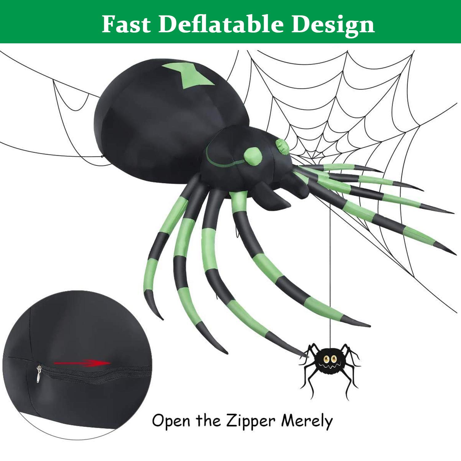 7.2 FT Width Halloween Inflatable Spider Outdoor Decoration with Built-in LED Lights, Spider Blow Up Yard Inflatables for Outdoor Lawn Garden Yard and Holiday Decor