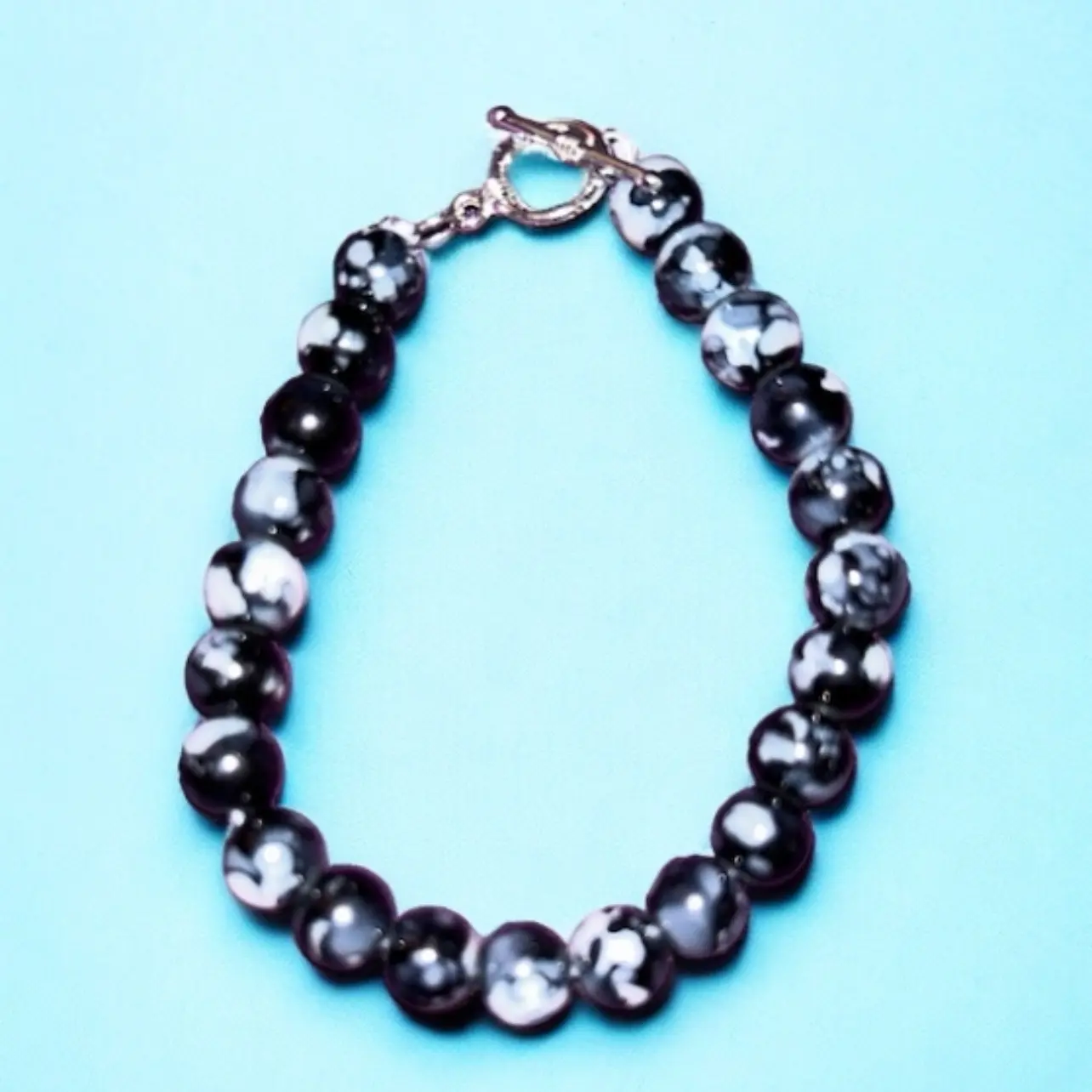 Black Acrylic Beaded Bracelet