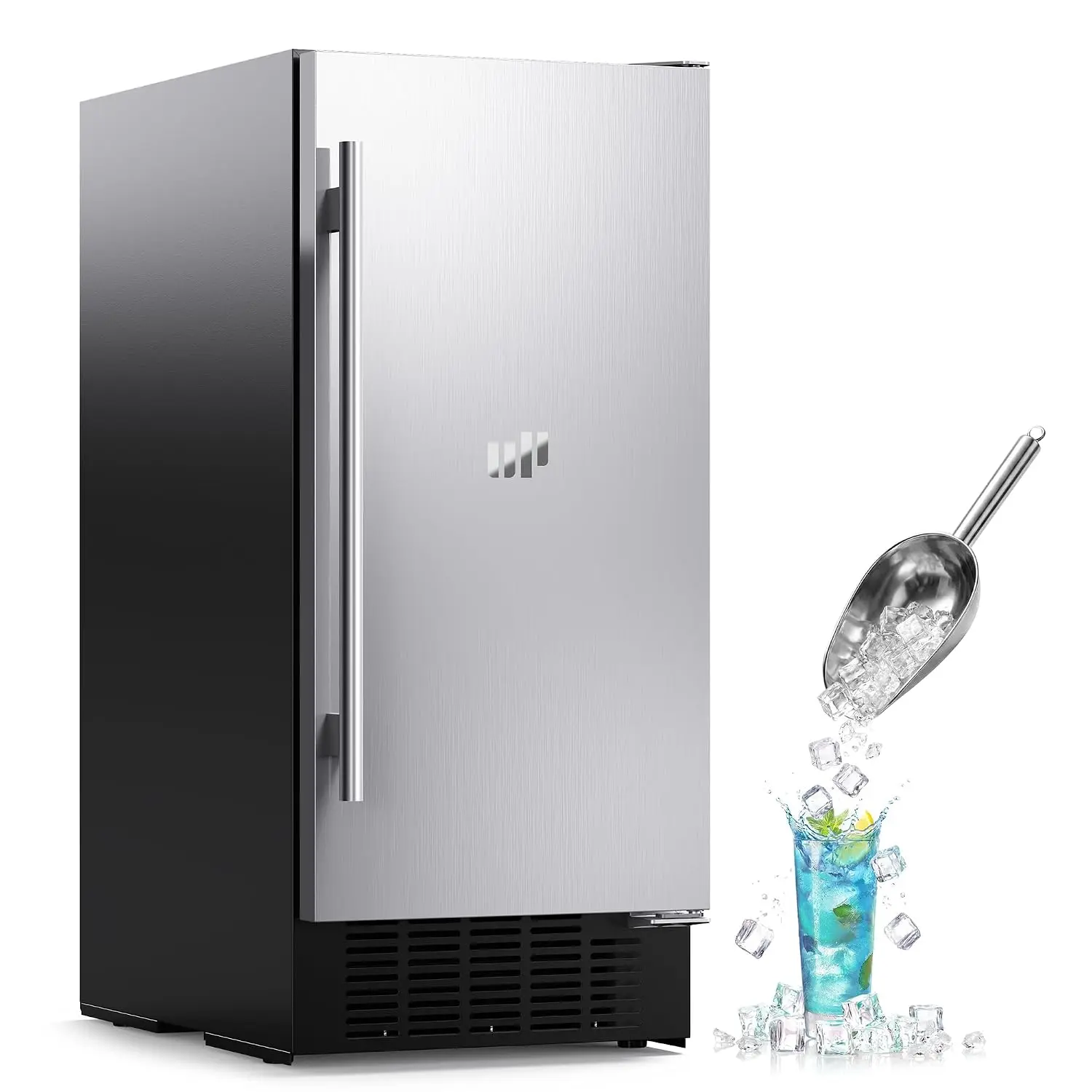 Upstreman 15" W Commercial Under Counter Ice Maker Machine, Auto-Cleaning | Built-in & Freestanding Ice Maker, 24H Timer, Gravity Drainage, 78 Lbs/Day, 25 Lbs Storage, Ideal for Commercial & Home Use