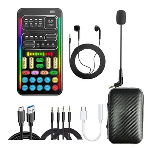 Real-Time Voice Changer for Phones, Portable Podcast Equipment Kit, Dj Mixing, Gender Change, Gaming Live Streaming, PC, Xbox, Ps5, Live Sound Cards