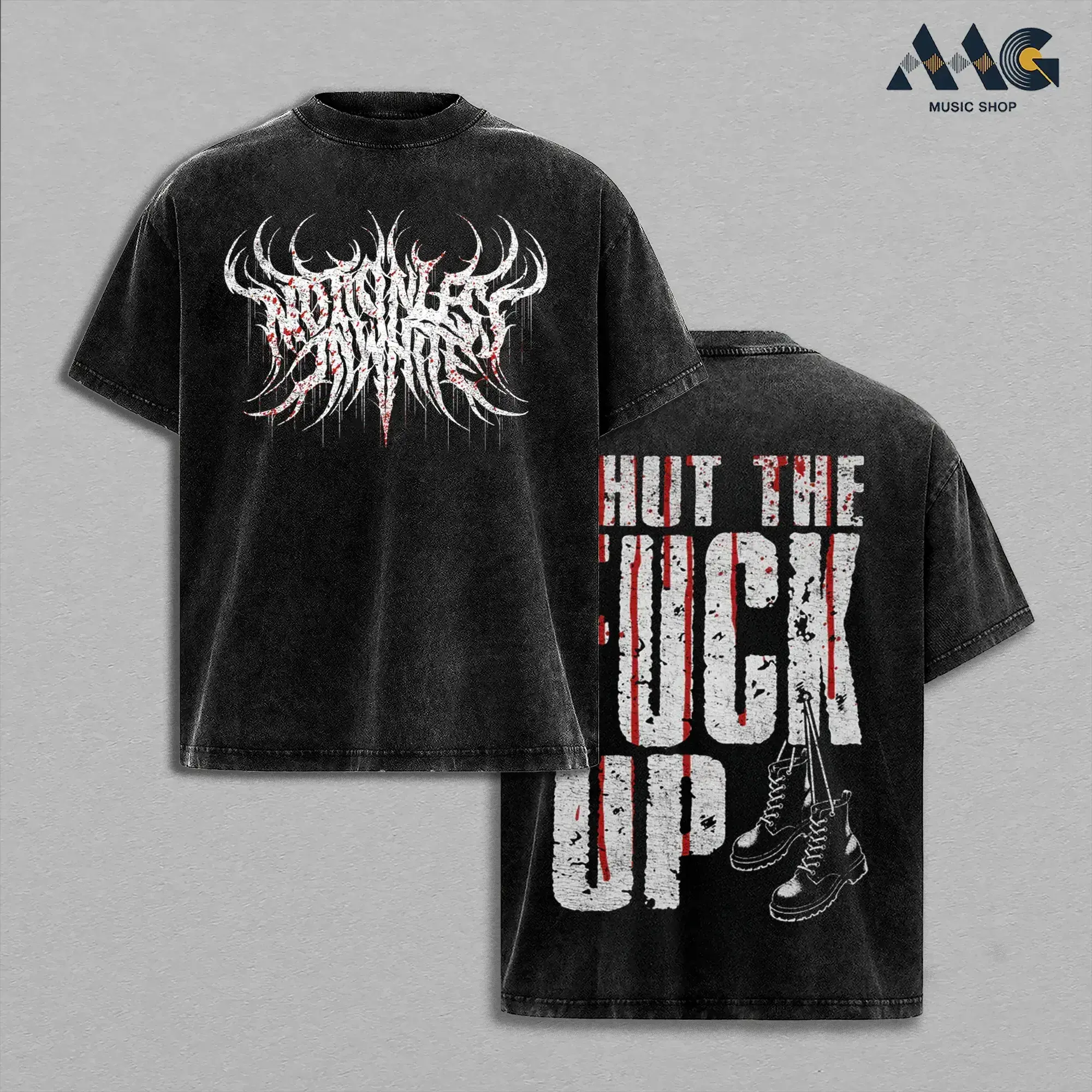 Motionless In White Decades Album Rest In Peace R.I.P Sh*t The F*ck Up, Like A Corn Dog Heavy Cotton Top, Gothic Metalcore Band Concert Merch, Vintage Washed Heavyweight Oversized Graphic Tee Men Women Apparel Collection