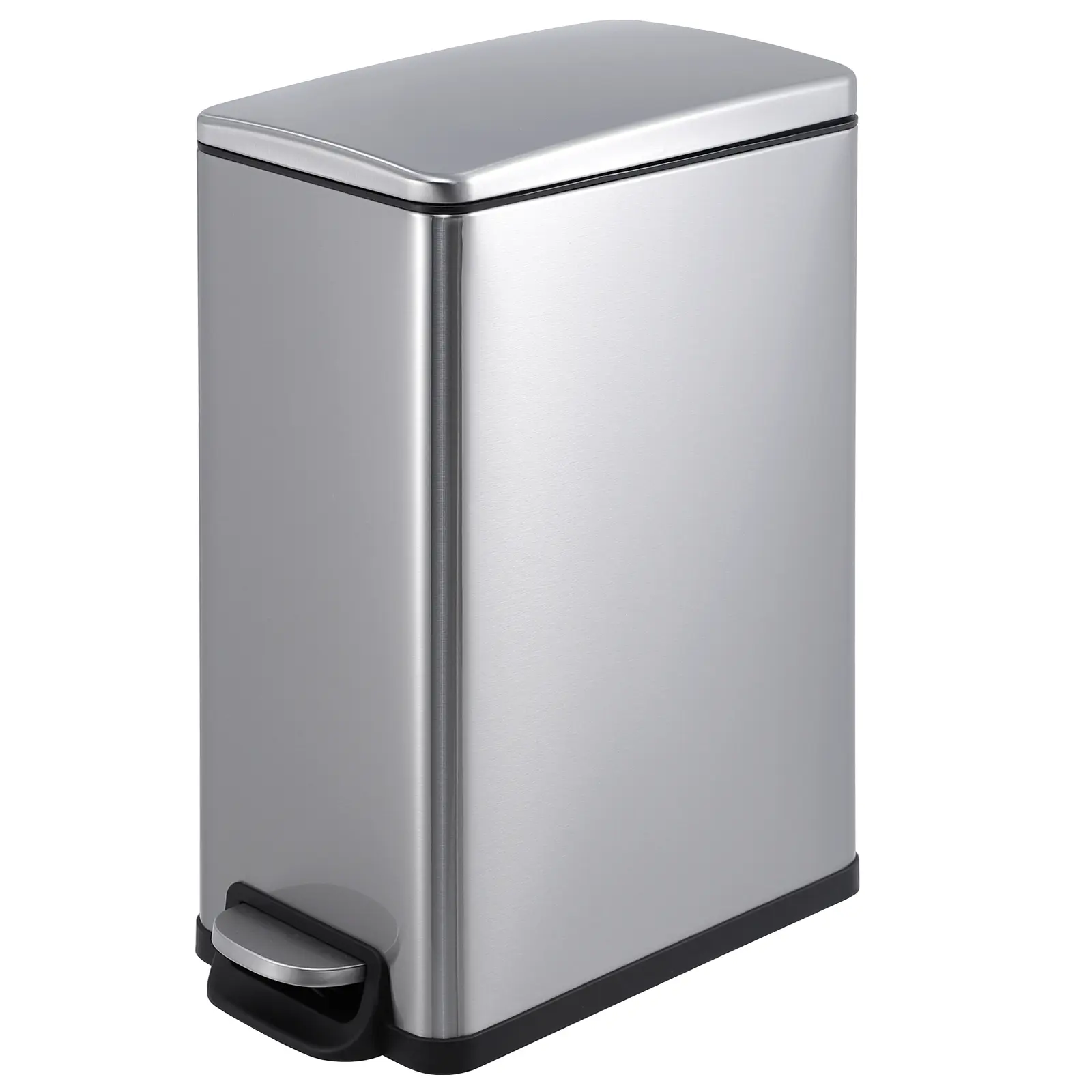 Garvee 12 Gallon Slim Stainless Steel Trash Can 45L Space Saving Kitchen Garbage Bin With Dog Proof Soft Close Lid Step Pedal And Removable Inner Bucket