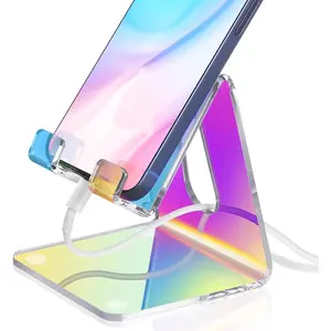 Iridescent  Cell Phone Stand, Portable Phone Holder for Desk Non-Slip Desktop Smartphones/Tablets Holder Compatible with   Galaxy Pixel iPad Phone Cradle Dock Home Office